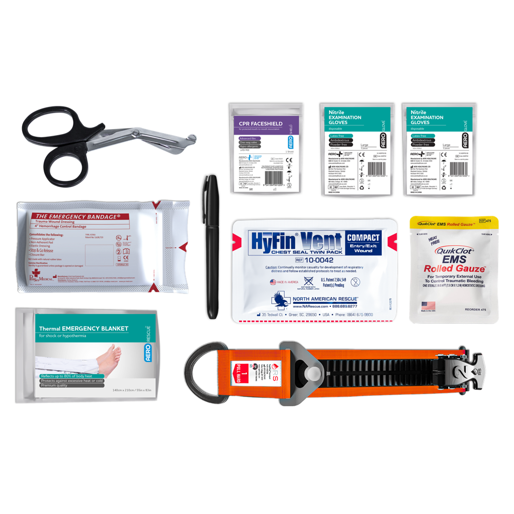 RAPIDSTOP Bleeding Control Kits - Medium, Tactical Pouch, EMS Roll contents 