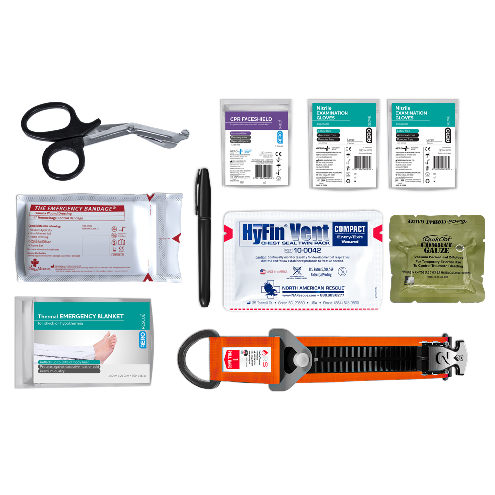 RAPIDSTOP Bleeding Control Kits - Medium, Plastic Pouch, Combat Gauze contents 