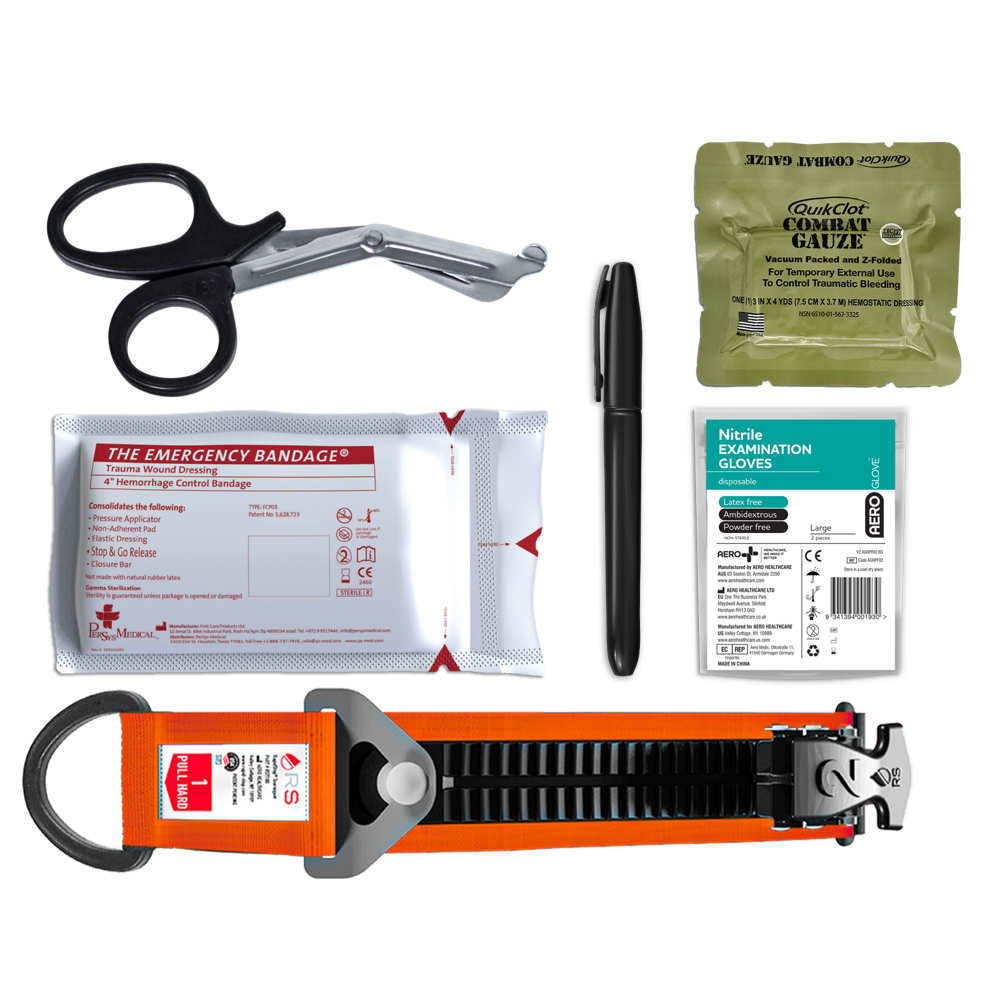 RAPIDSTOP Bleeding Control Kits - Small, Tactical Pouch, Combat Gauze contents 